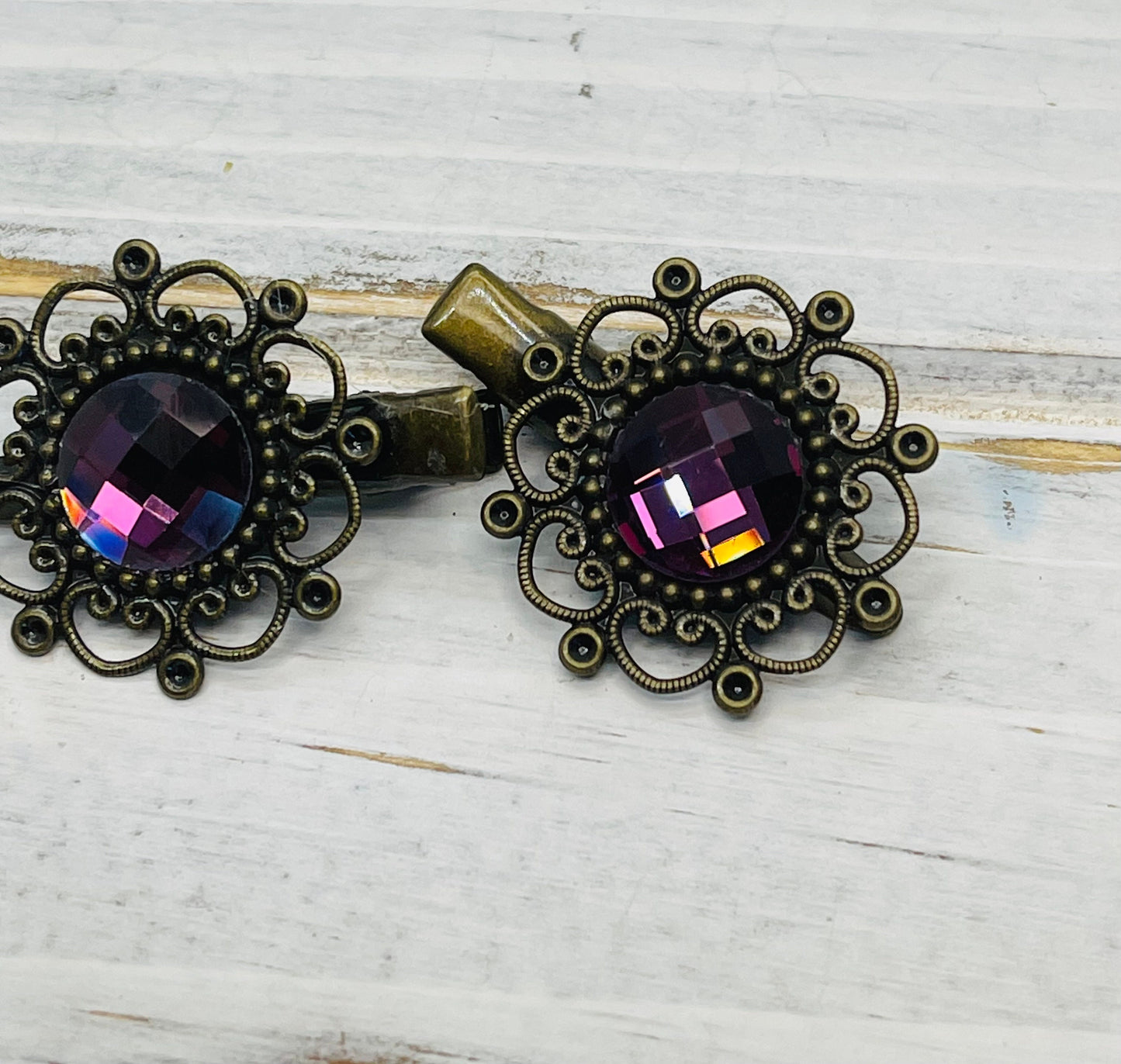 Amethyst Crystal Vintage Hair Clips For Women/ Girls , Wedding Hair Accessories, New Style Vintage Hair Clips by AccentsBySonia