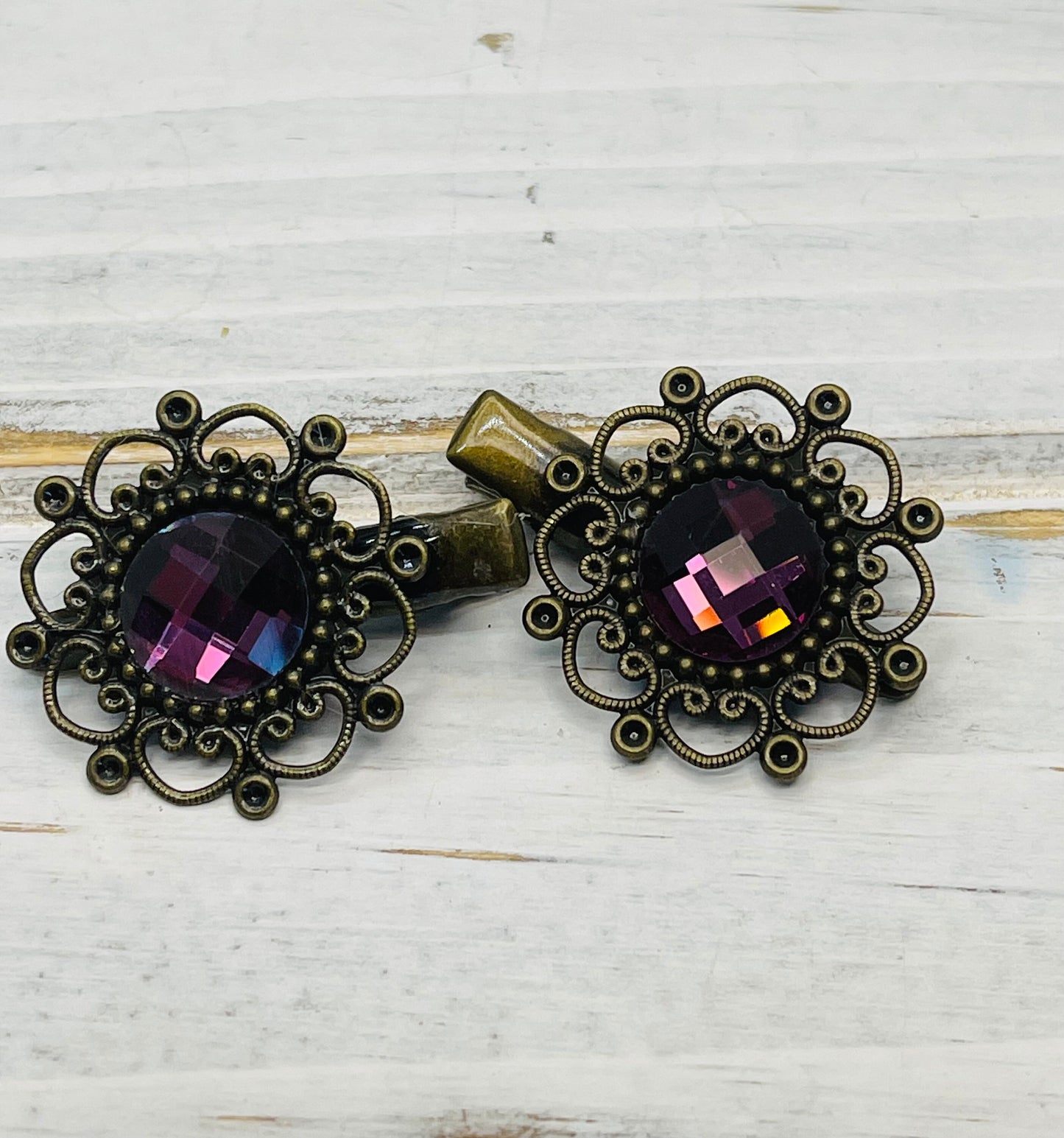 Amethyst Crystal Vintage Hair Clips For Women/ Girls , Wedding Hair Accessories, New Style Vintage Hair Clips by AccentsBySonia