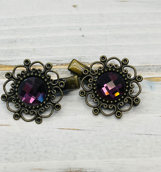 Amethyst Crystal Vintage Hair Clips For Women/ Girls , Wedding Hair Accessories, New Style Vintage Hair Clips by AccentsBySonia